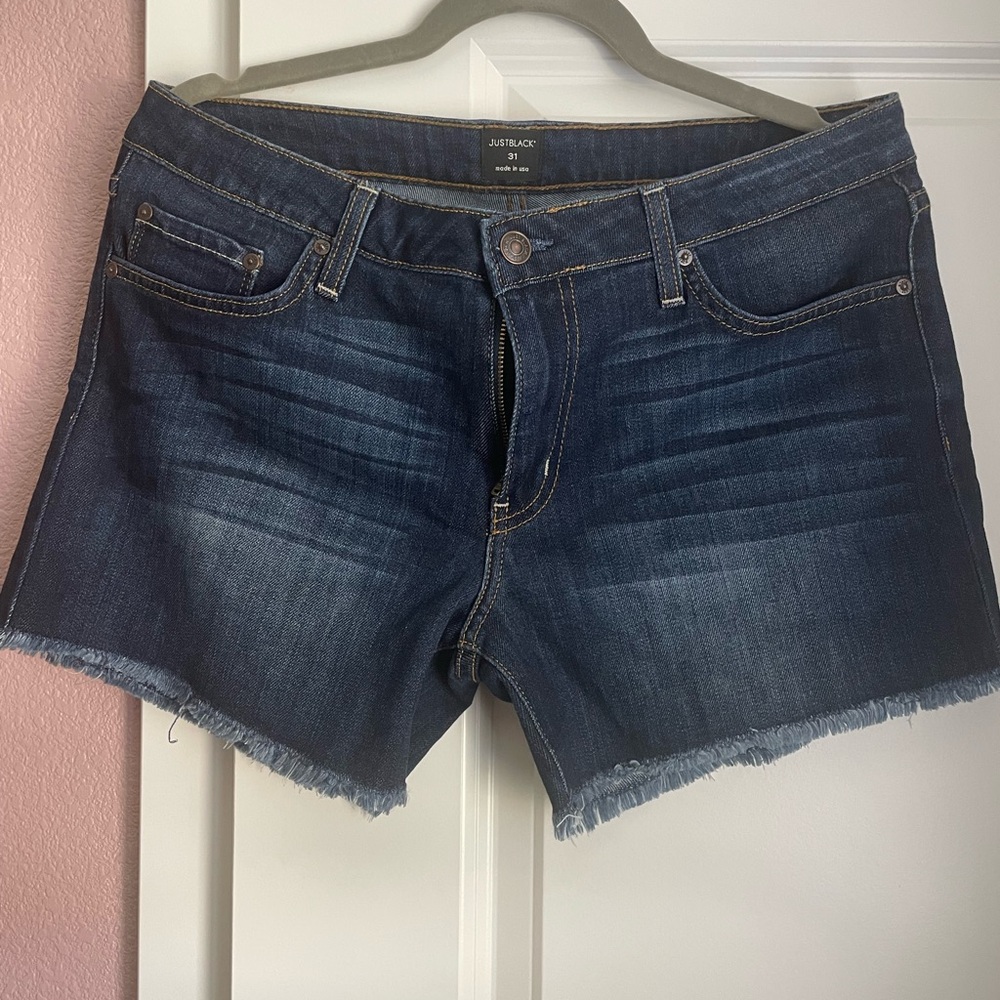 Just black denim shorts